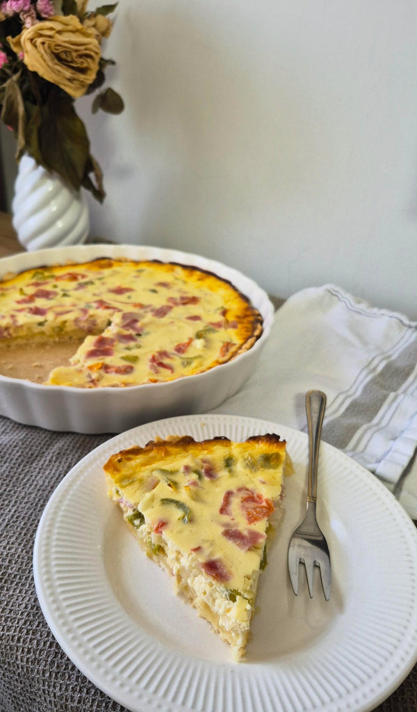 Slana pita s šunko in zelenjavo brez glutena